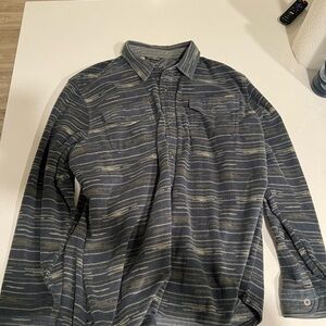 Eddie Bauer Blue and Gray Striped Shirt